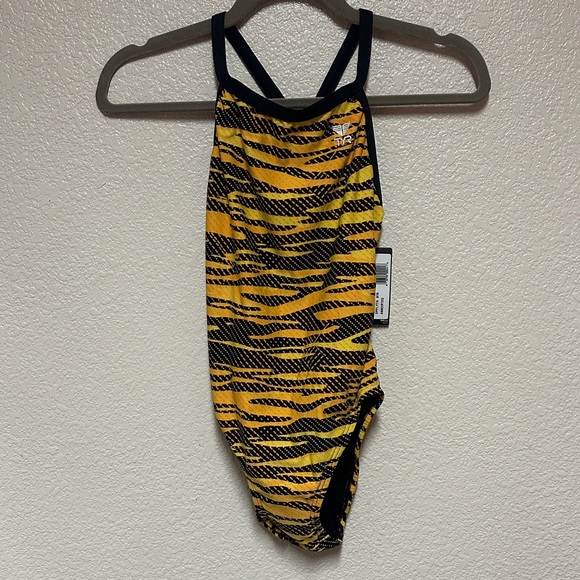 TYR Other - NWT TYR Women’s Durafast Elite Open Back Yellow/Black Swim Suit - Size 30